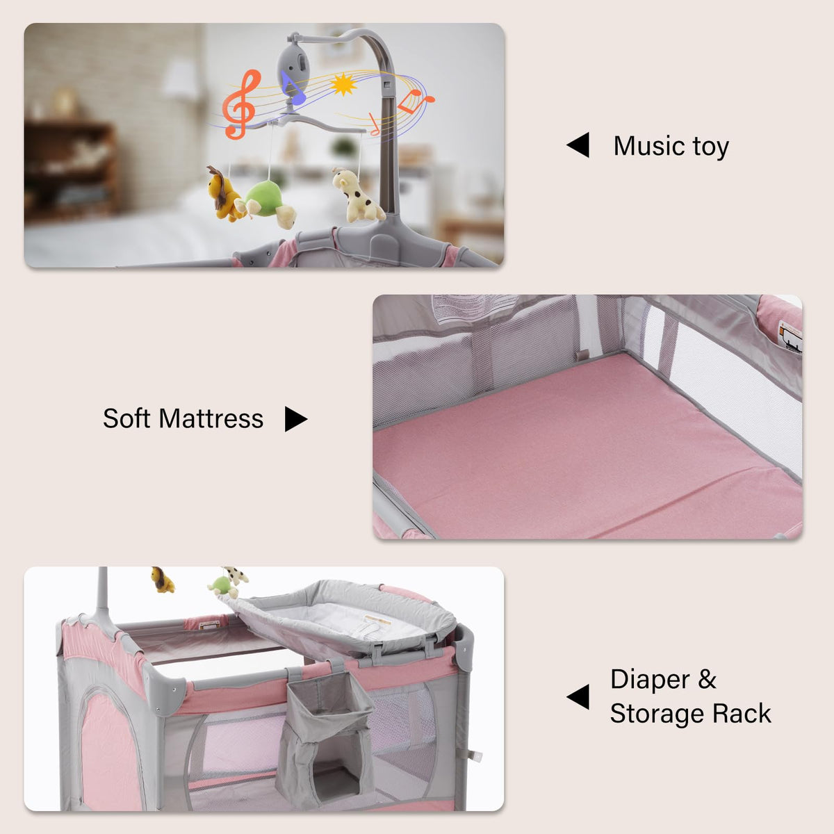 5 in 1 Baby Crib Bassinet Pack and Play G916