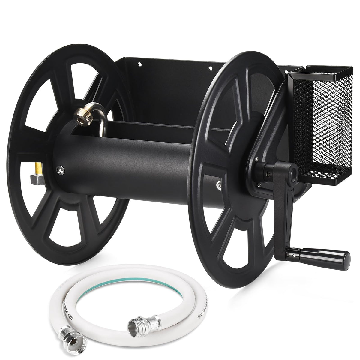 Wall Mounted Hose Reel, Holds 125ft of 5/8-Inch Hose, Black Z98109