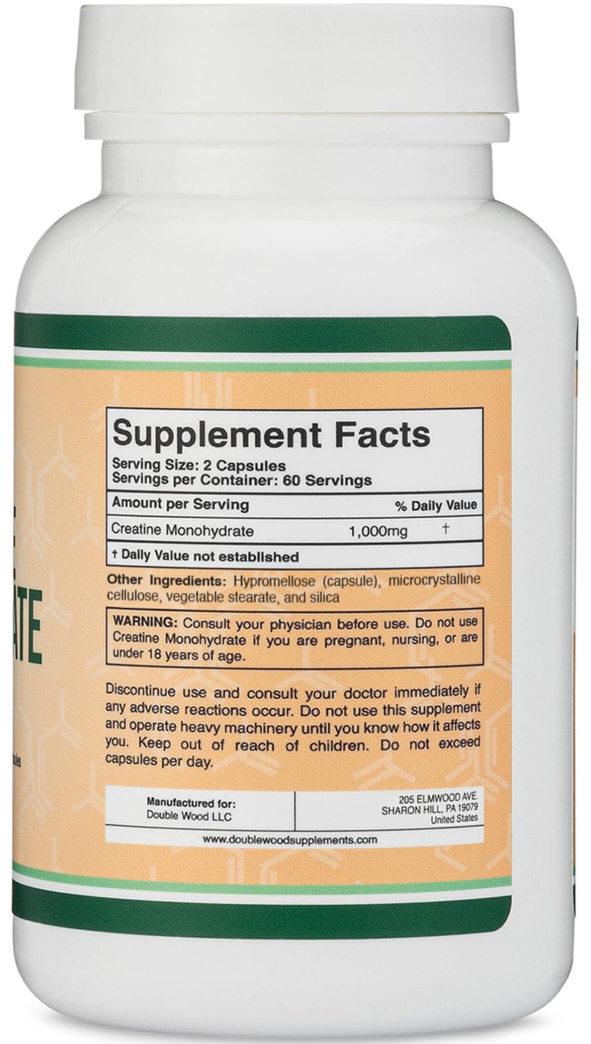 Creatine Monohydrate Capsules 1,000mg Vegan 120 Capsules L98924