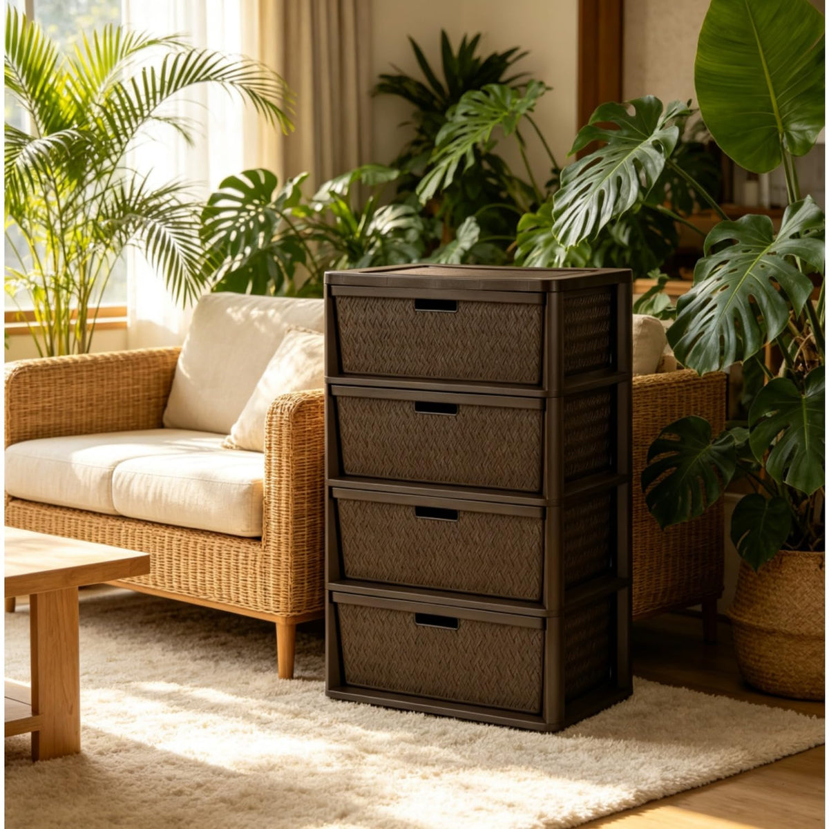 Brown Plastic Storage Organizer Tower V341