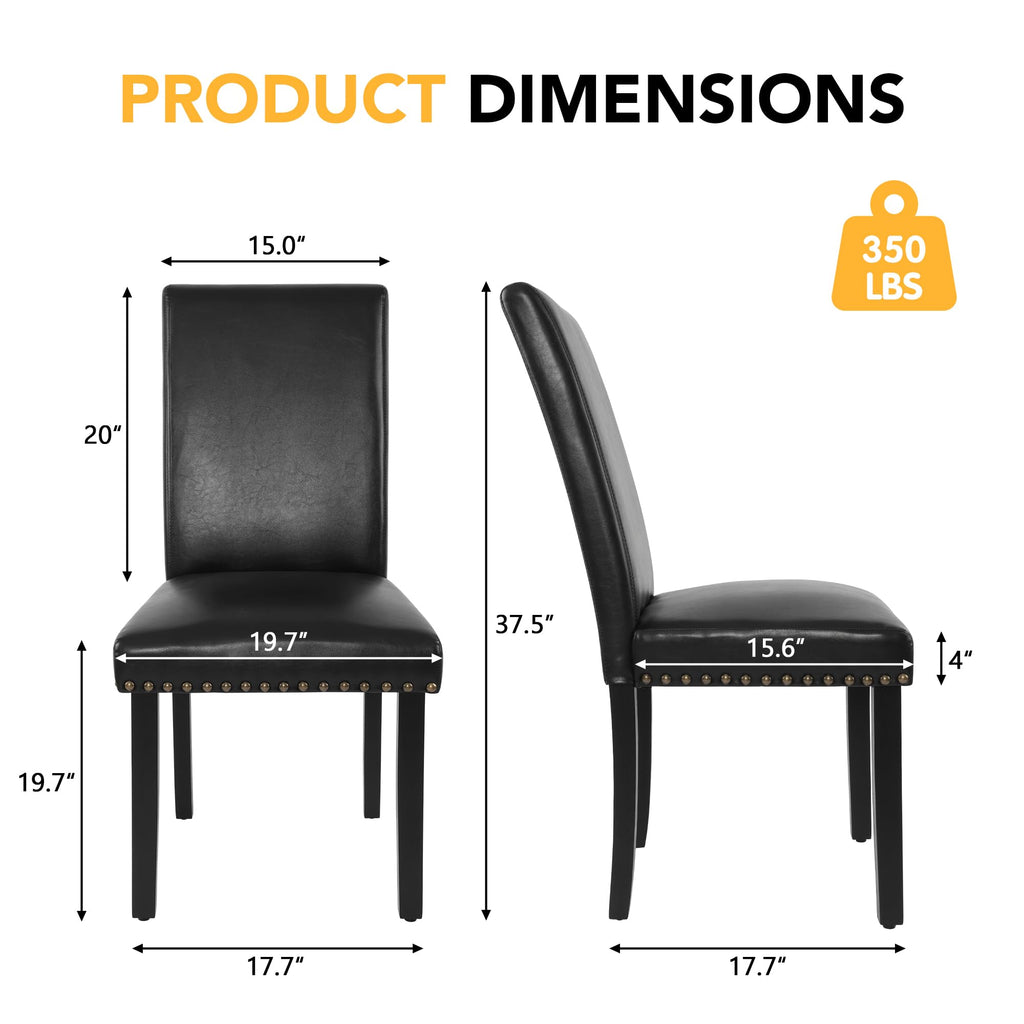 Black PU Leather Dining Chairs Set of 6 O294
