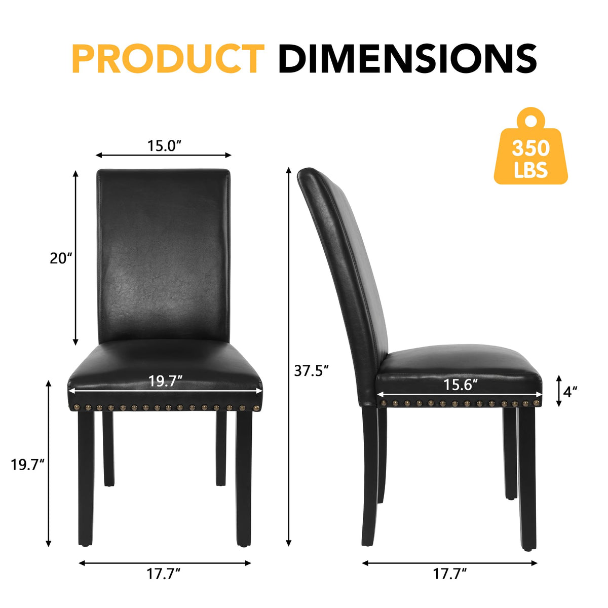 Black PU Leather Dining Chairs Set of 6 O294