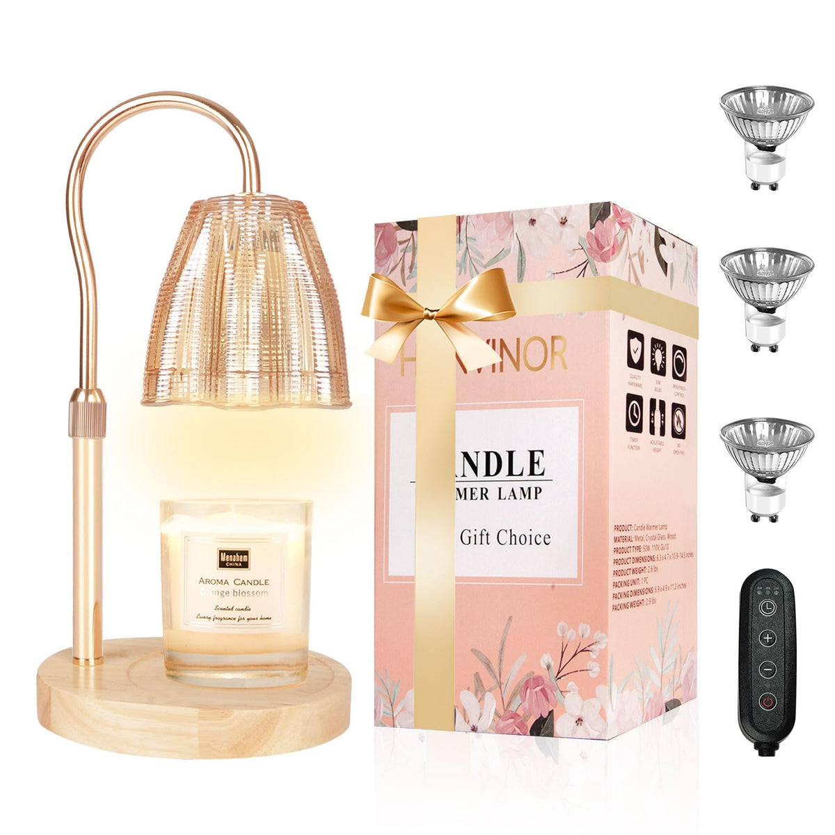 Adjustable Candle Warmer Lamp with Timer & Dimmer Z5807