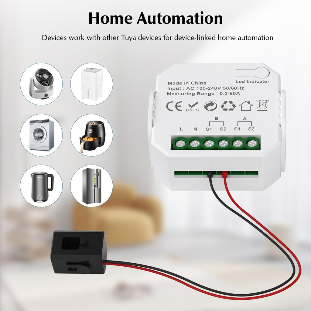 1-Channel WiFi Power Meter 80A Smart Energy Monitor V6033
