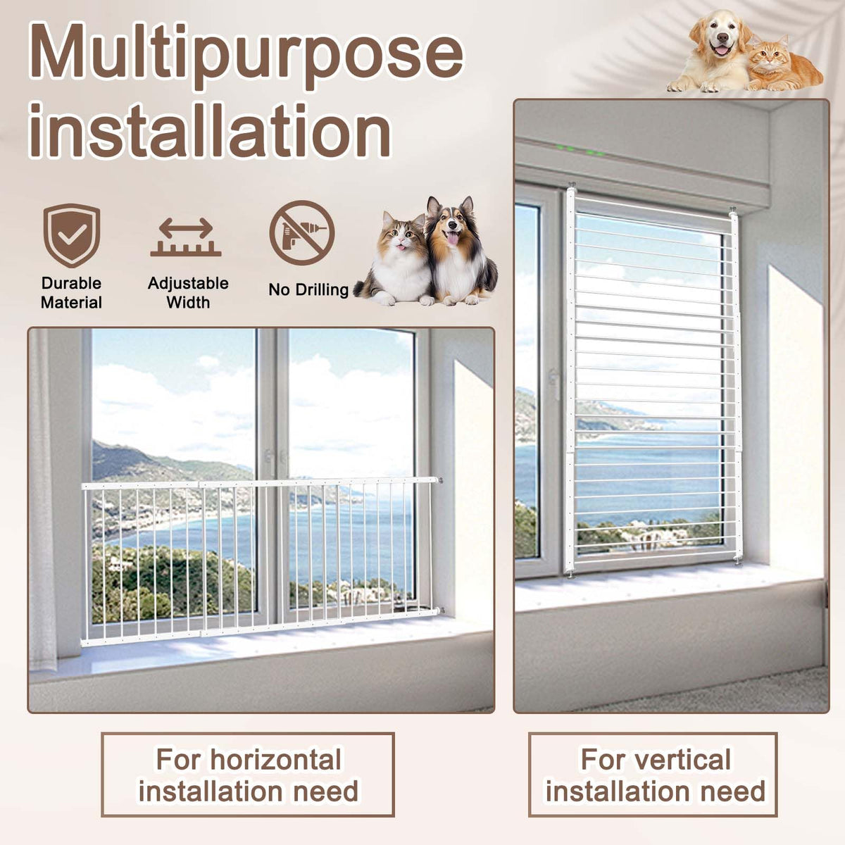 Adjustable White 4 Panel Window Guards I2232
