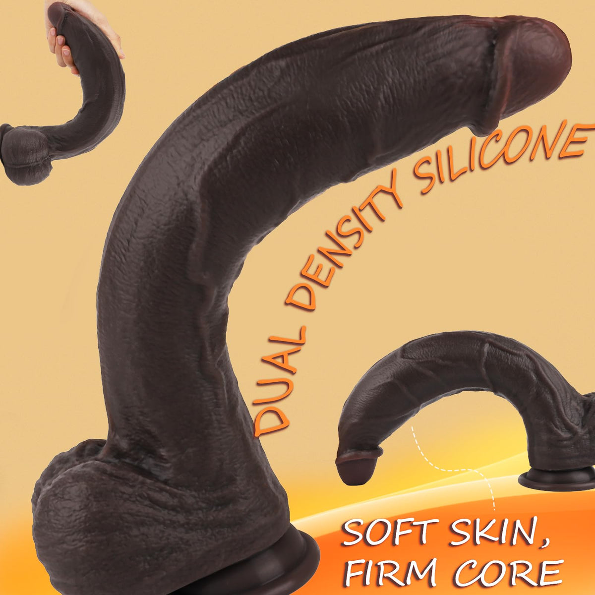 11.6 Inch Black Silicone Dildo L515