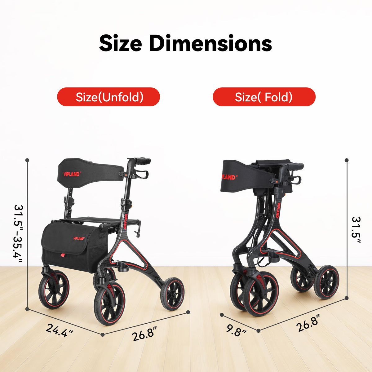 Carbon Fiber Lightweight Walker with Seat and Cane Holder P20751