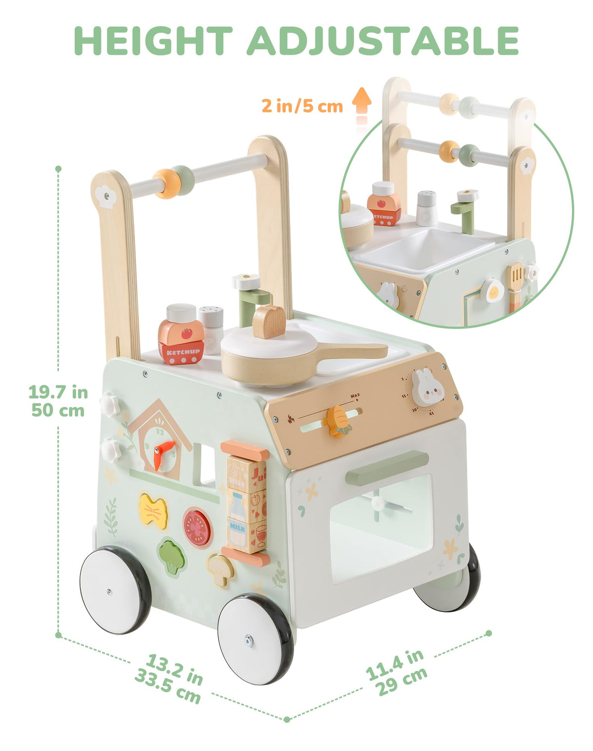 Wooden Baby Push Walker with Decelerator W225889