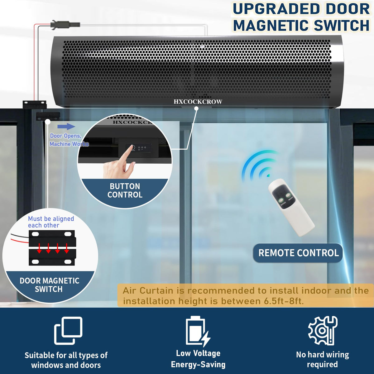 36 Inch Matte Black Wall Mounted Air Curtain W615
