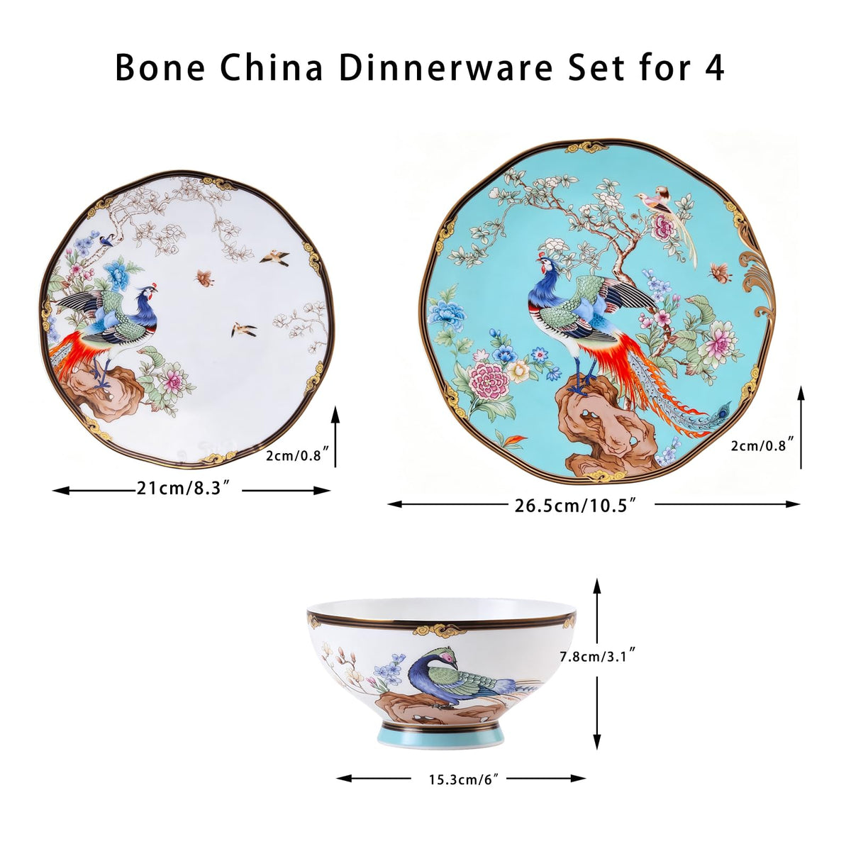 12-Piece Bone China Dinnerware Set for 4 S78816