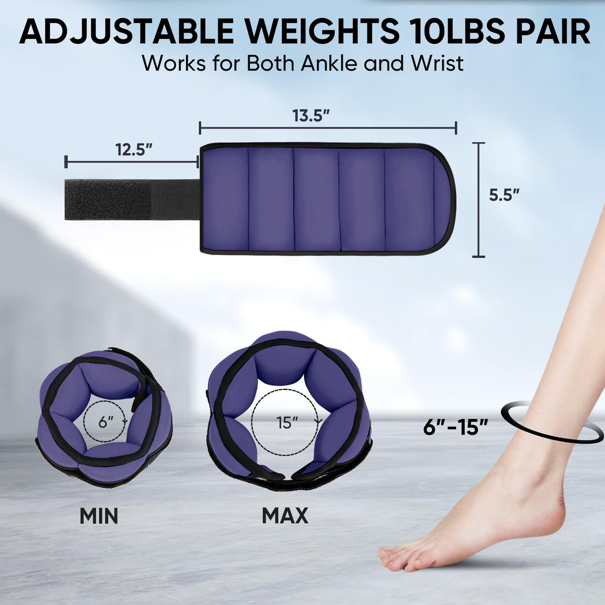10lbs/Pair Adjustable Ankle Weights & 5lbs Weighted Vest K469597