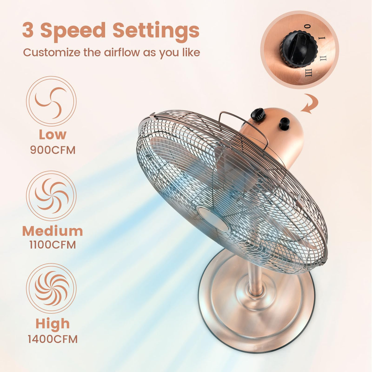 16" Metal Pedestal Fan with Adjustable Height A73894