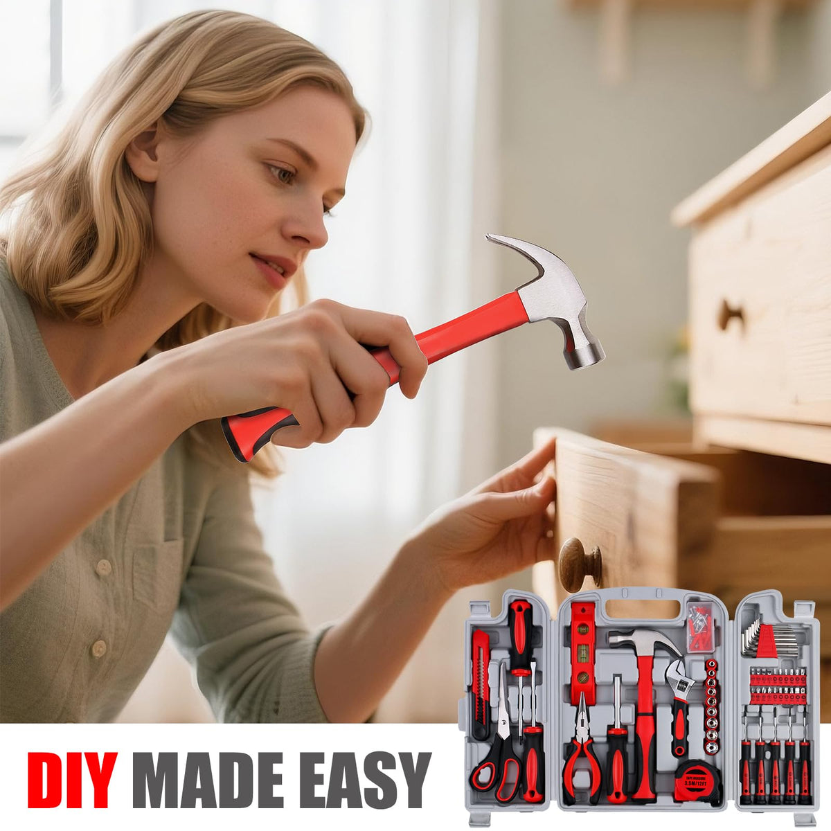 156-Piece All-Purpose Home Tool Kit in Foldable Toolbox A52813