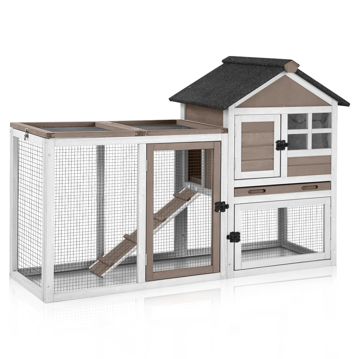 51.6" Large Rabbit Hutch with Run and Tray O586