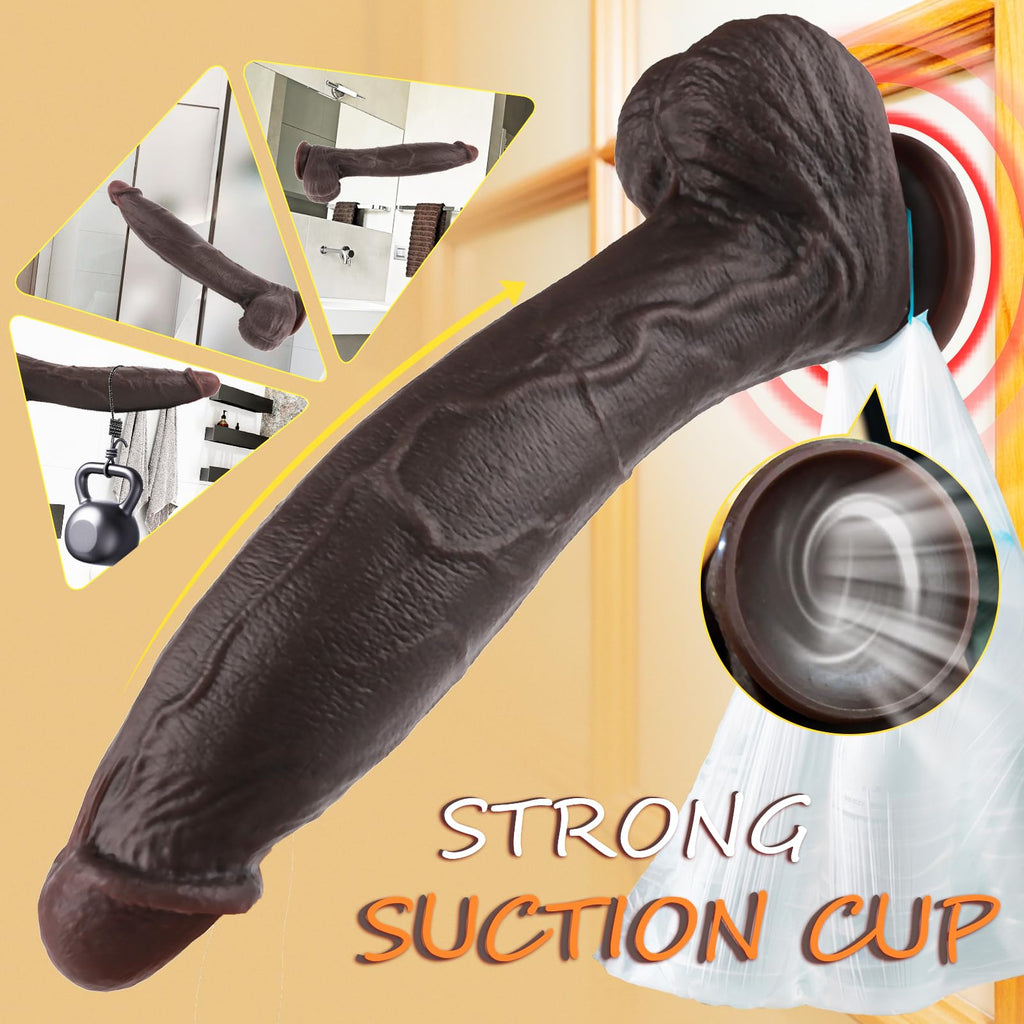 11.6 Inch Black Silicone Dildo L515