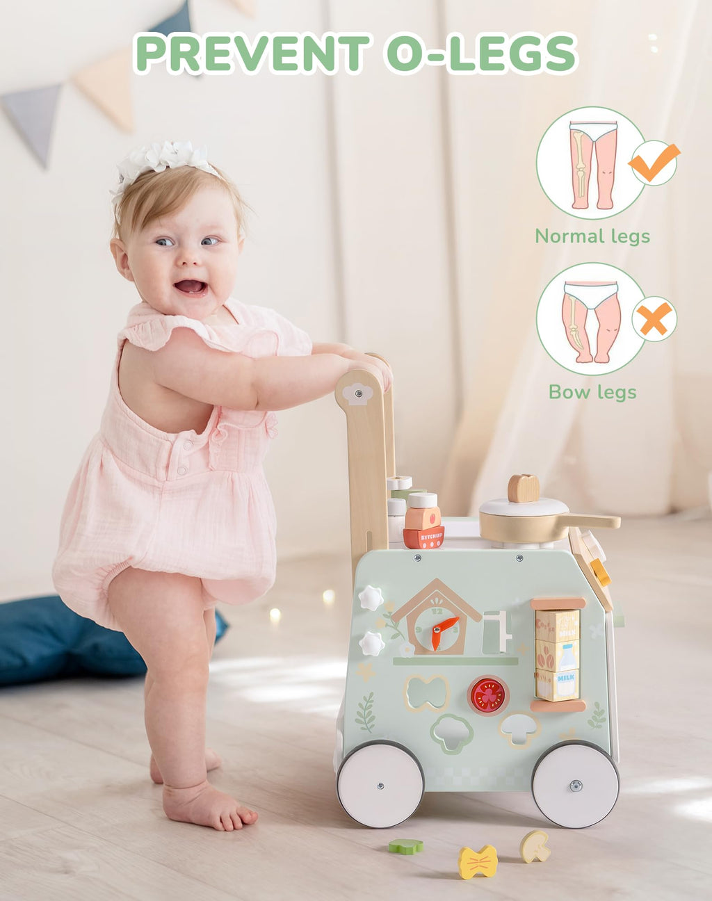 Wooden Baby Push Walker with Decelerator W225889