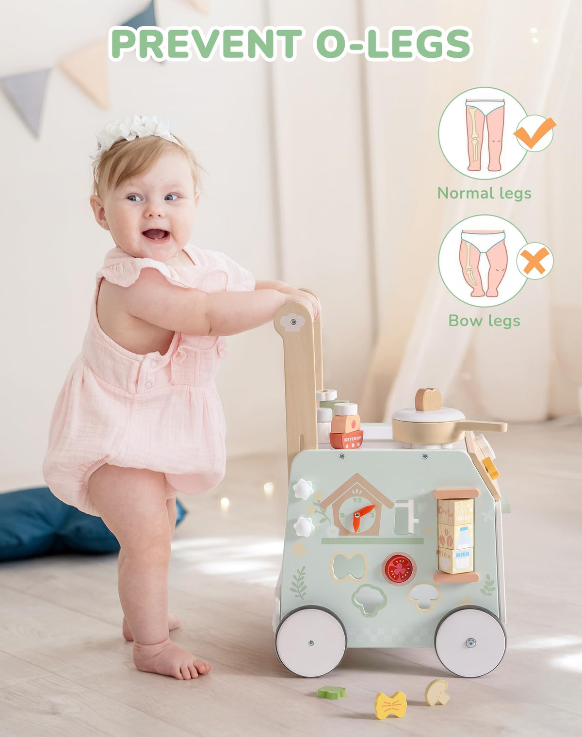 Wooden Baby Push Walker with Decelerator W225889
