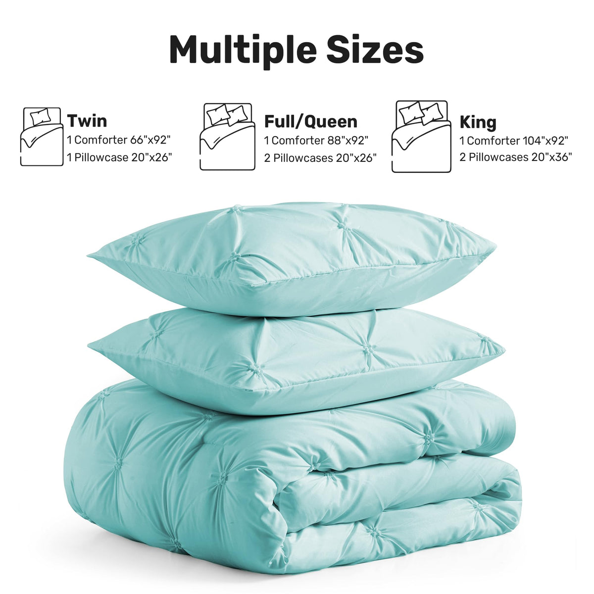 King Size Aqua Blue Pintuck Comforter Set J698