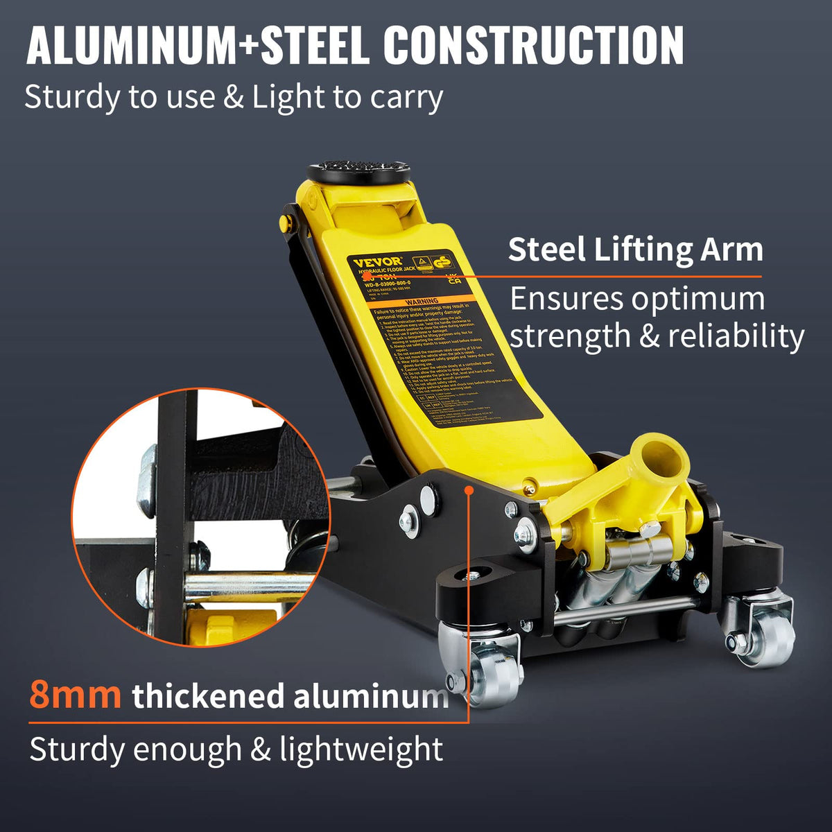3 Ton Low Profile Aluminum Steel Floor Jack K57348