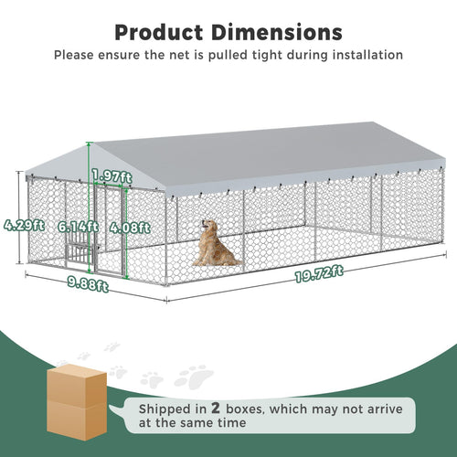 10×20FT Heavy Duty Chain Link Dog Kennel with Roof E374088