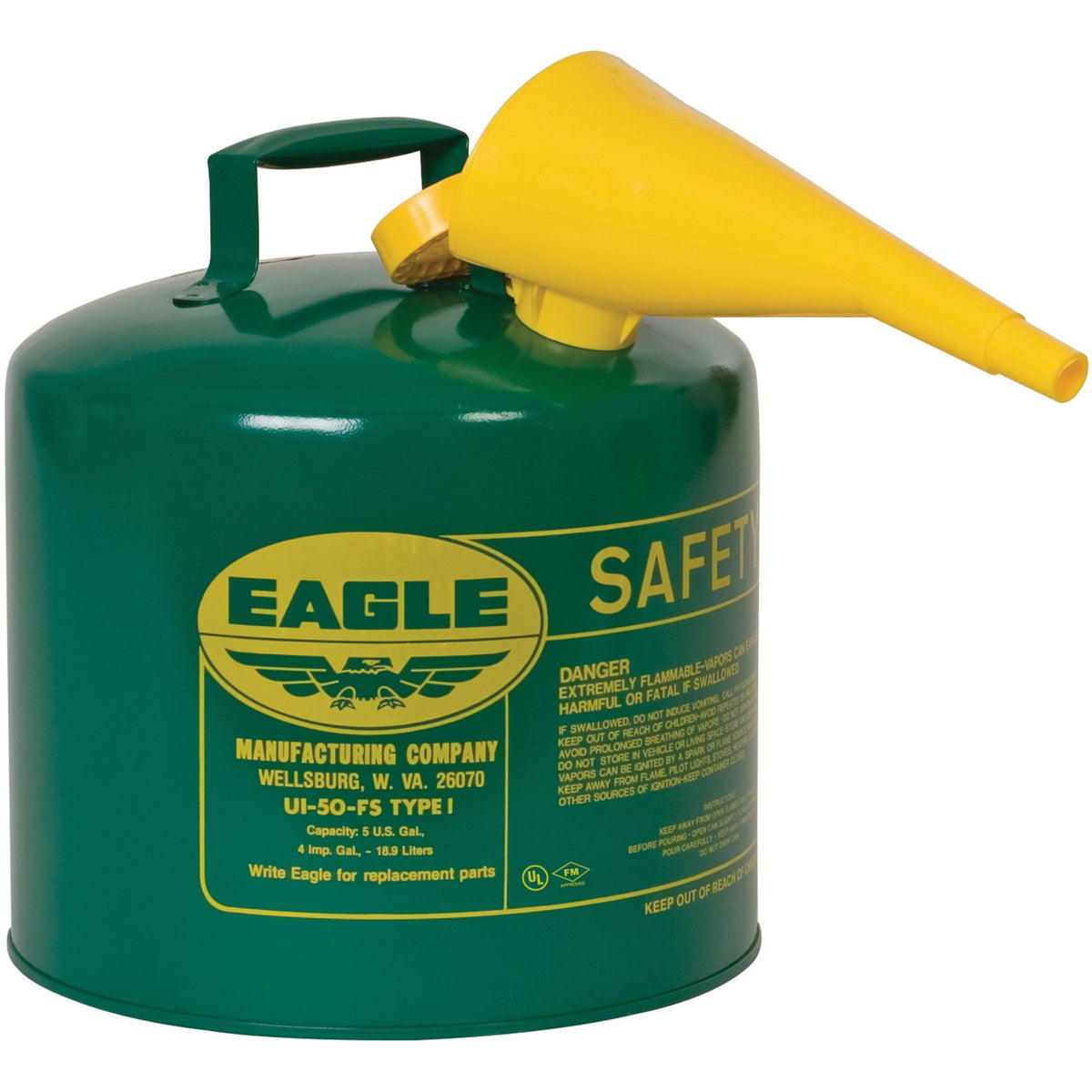 5 Gallon Type I Green Safety Gas Can A5717