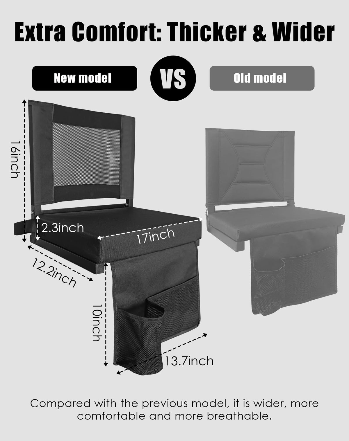 Portable Folding Bleacher Seats with Back Support and Cushion, Black R182407
