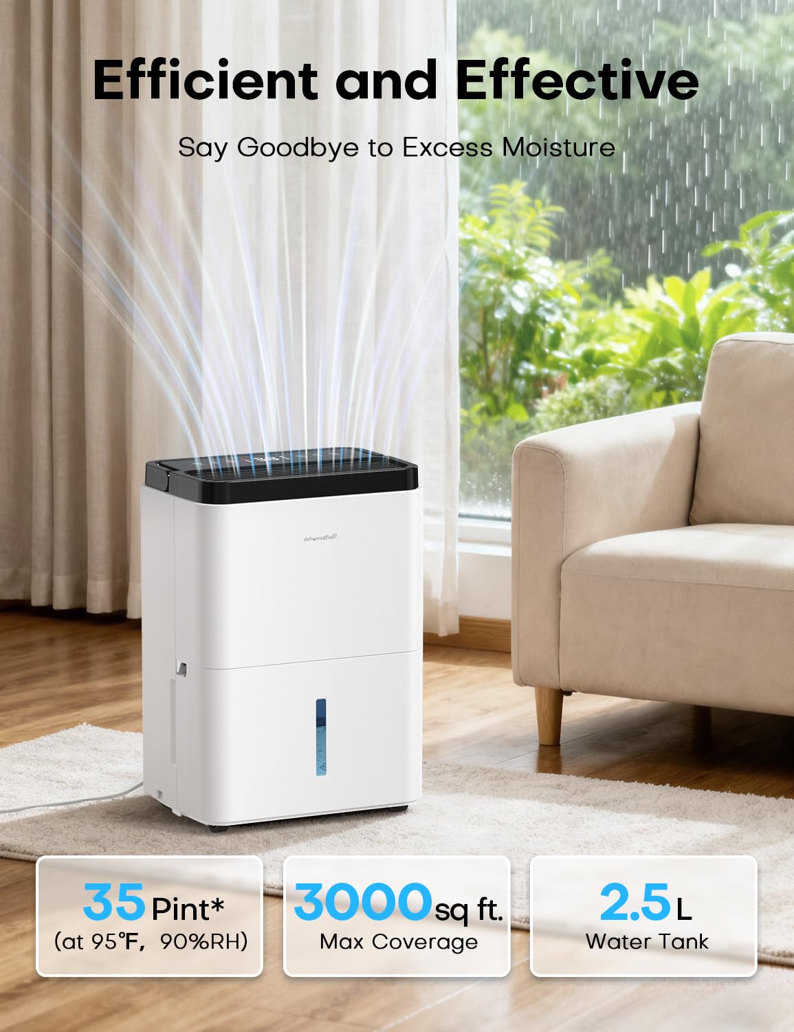 35 Pints Dehumidifier with Drain Hose D10145