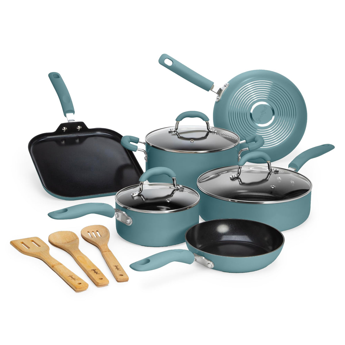 Turquoise 12-Piece Ceramic Nonstick Cookware Set C4210