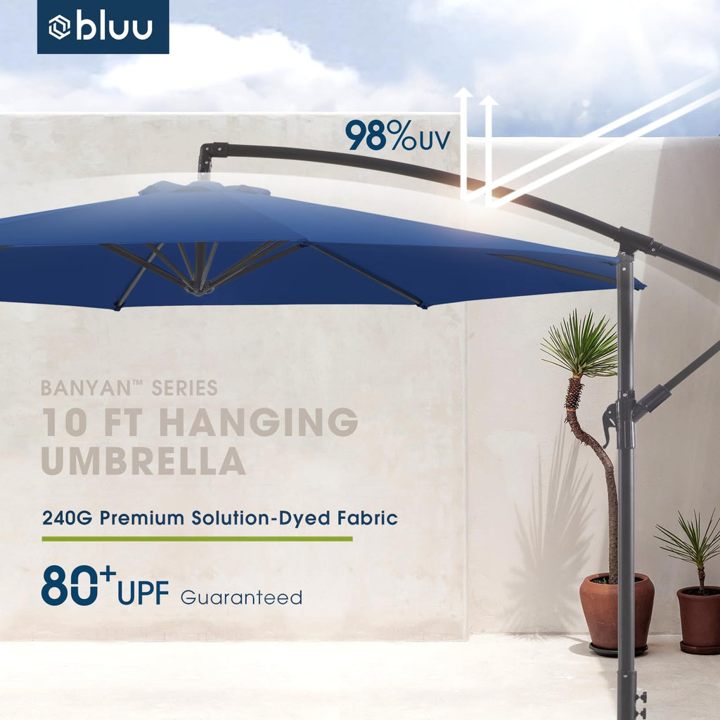 10 FT Navy Blue Patio Offset Umbrella F737543