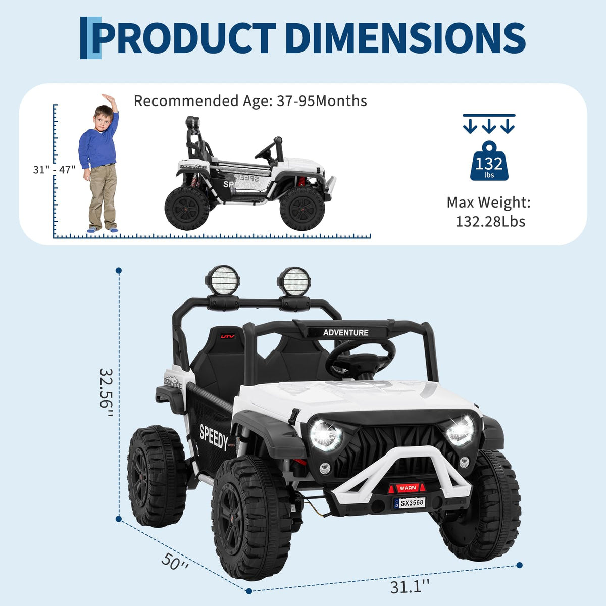 24V 4WD Electric Car 2 Seater UTV with Remote Control H1341