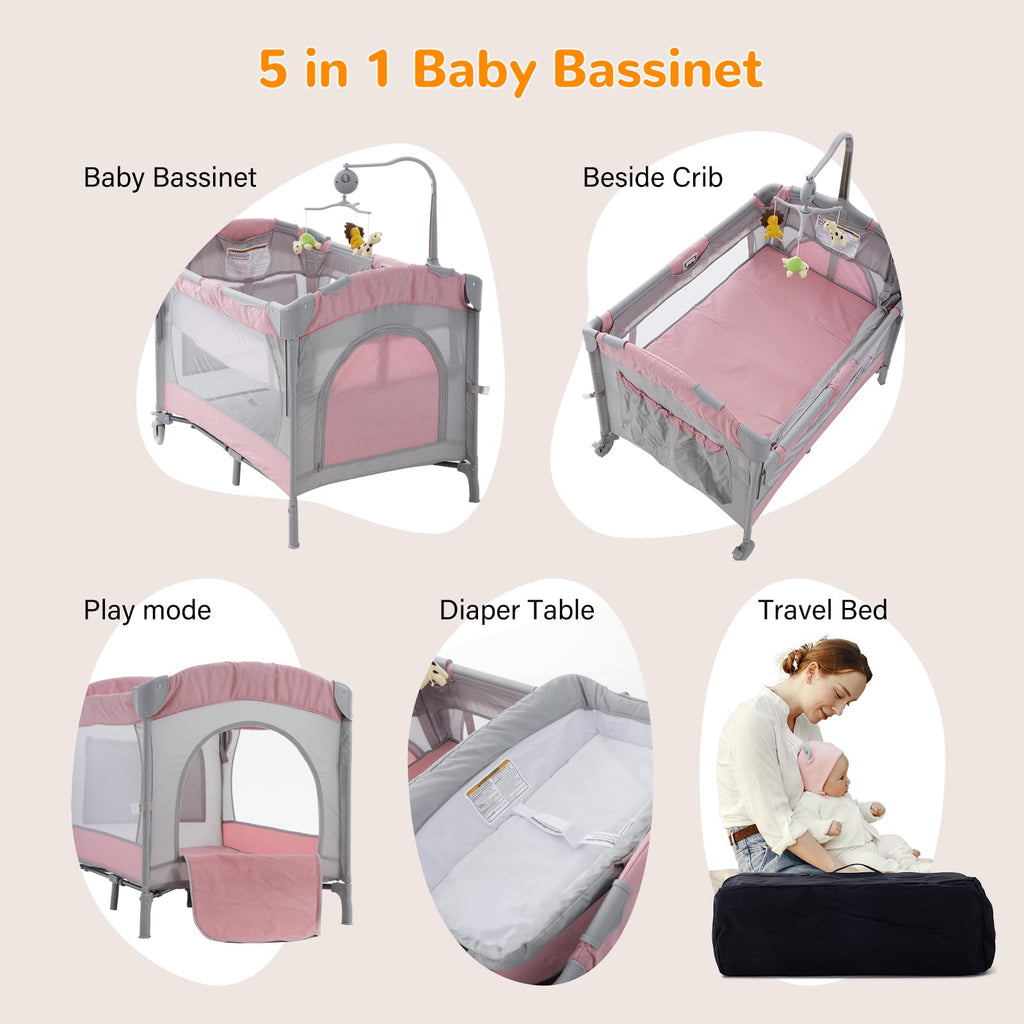 5 in 1 Baby Crib Bassinet Pack and Play G916