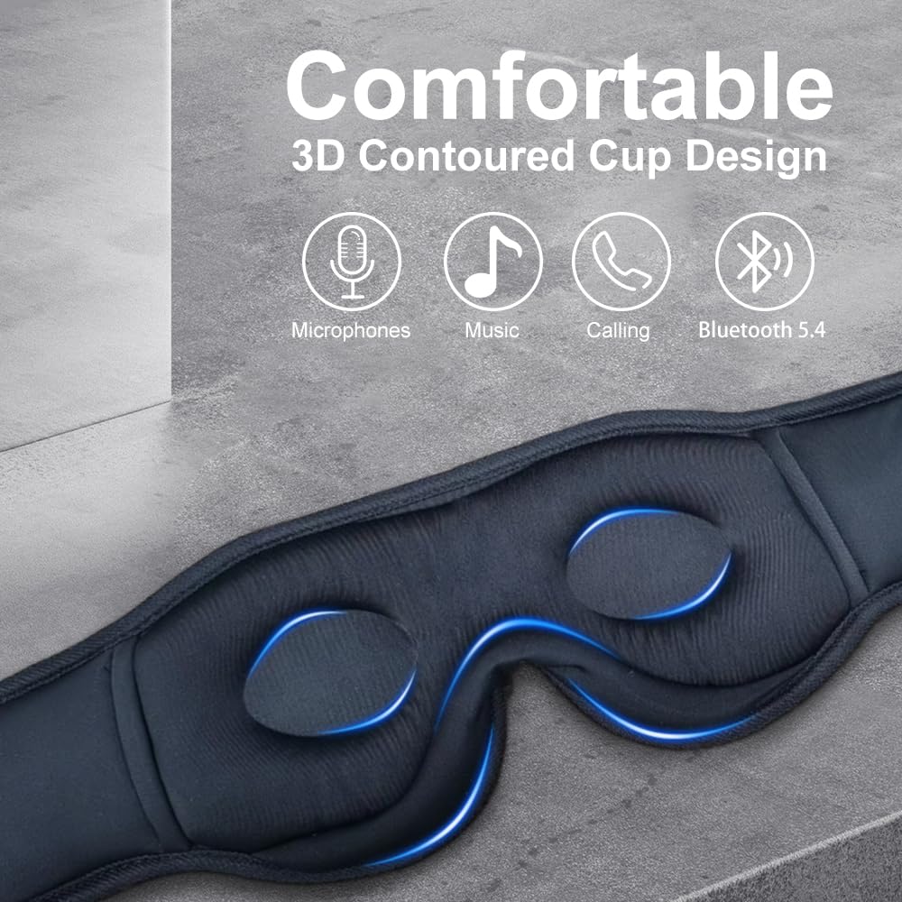 Bluetooth Sleep Mask Wireless Headphones Black X33074