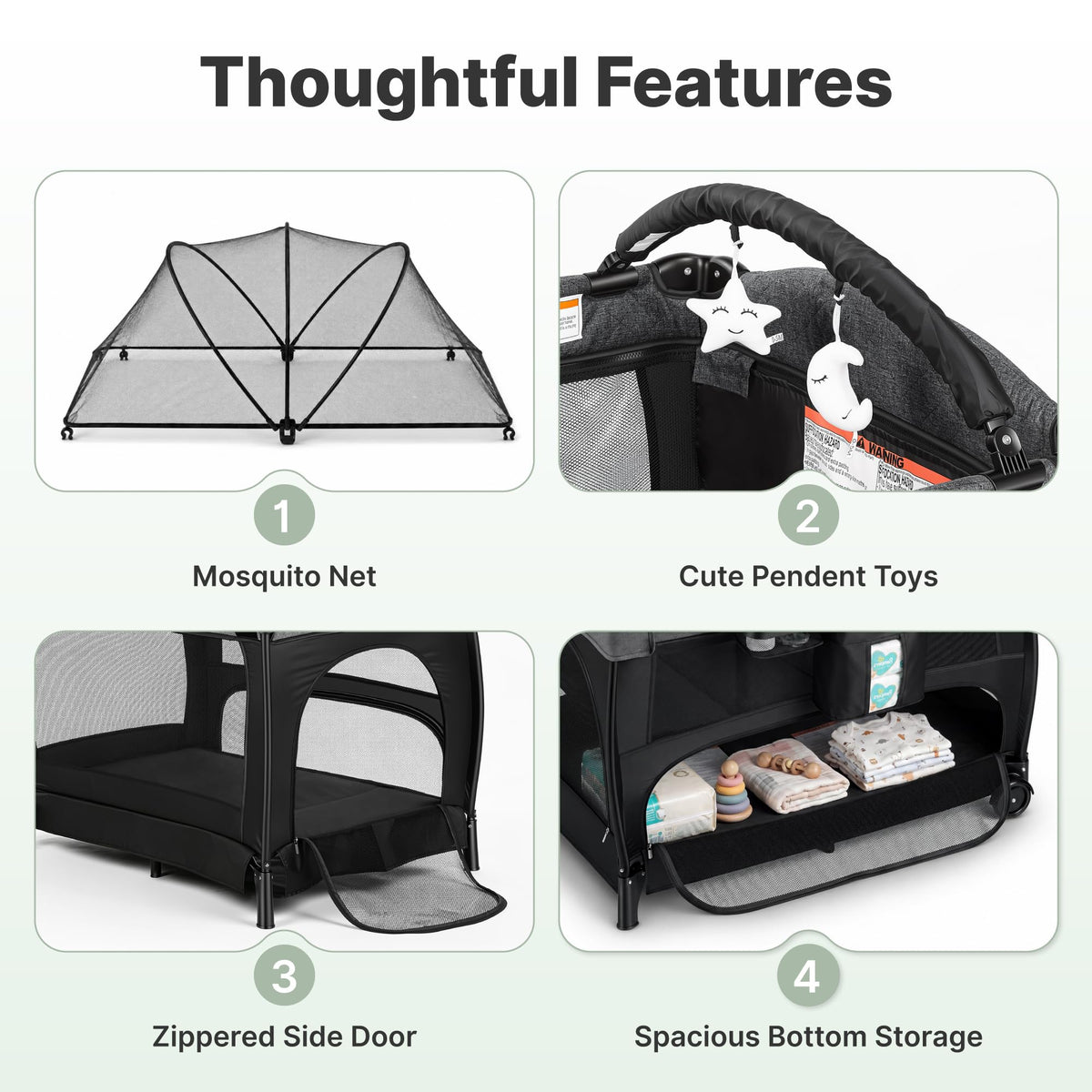 4-in-1 Pack and Play with Bassinet, Diaper Changer, Playpen M9425