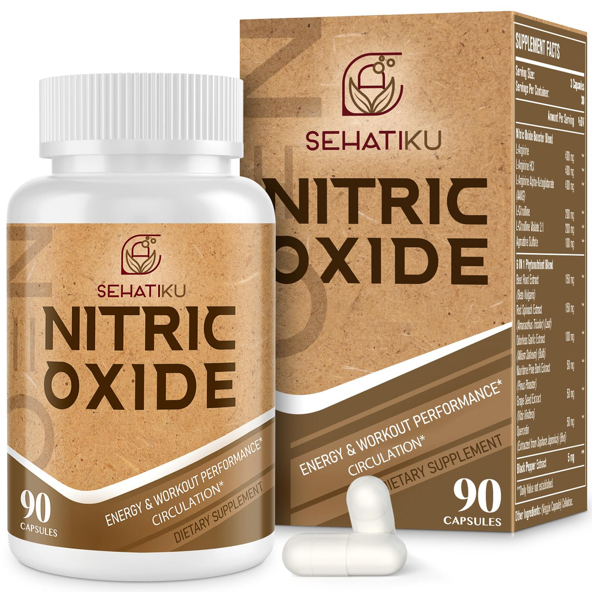 90 Capsules Nitric Oxide Supplement Z7963