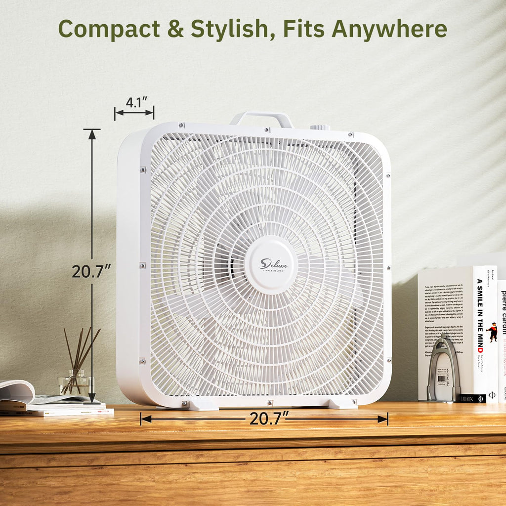 20” White 3-Speed Box Fan with Carry Handle X410