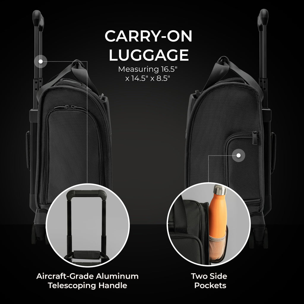 Black Softside Carry On Spinner Luggage D9416