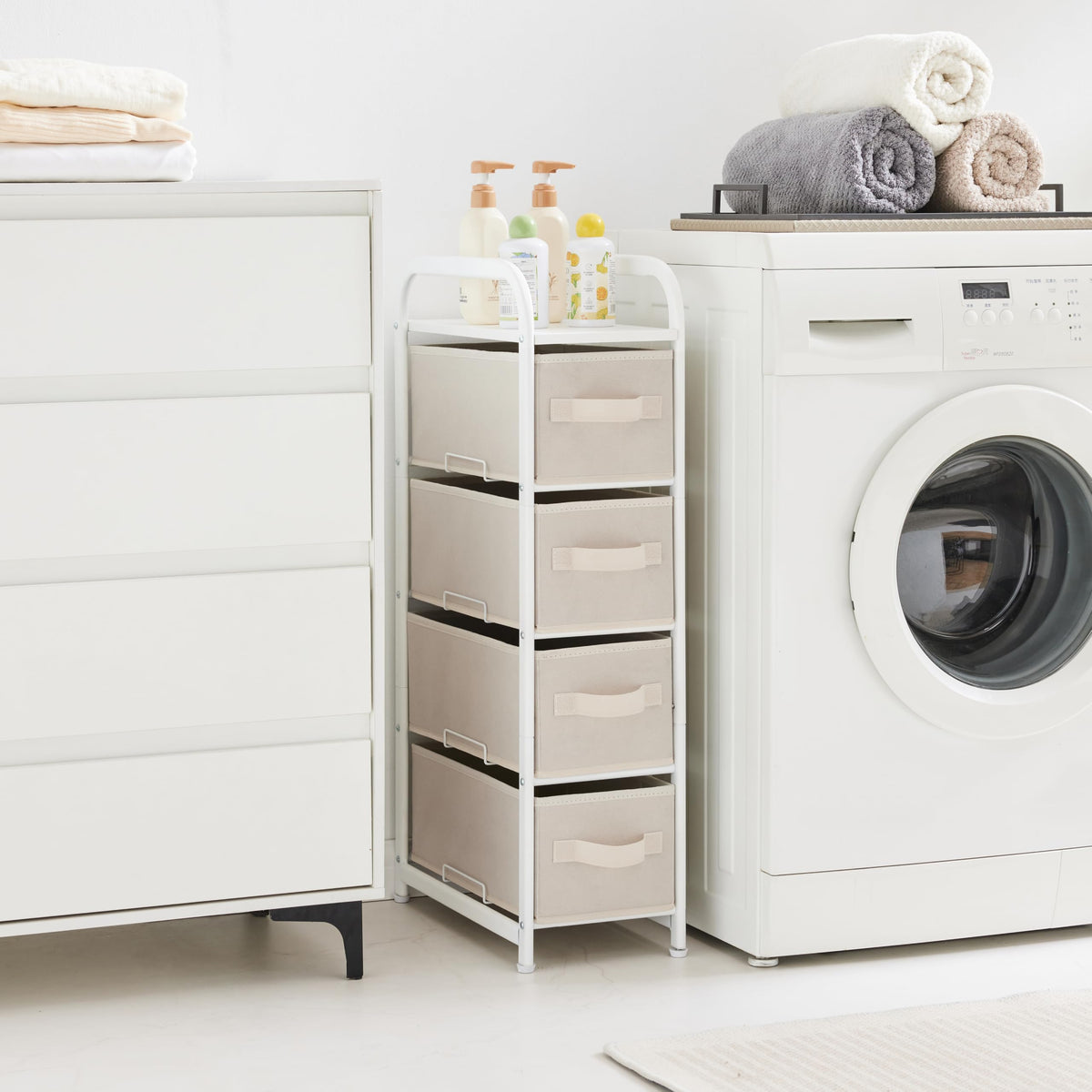 4 Drawer Narrow Fabric Dresser J8703