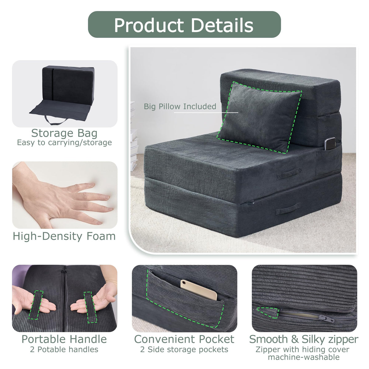 Folding Convertible Sofa Bed with Bag J5165