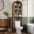 Arched Over the Toilet Storage Cabinet with Tempered Glass Doors D94716