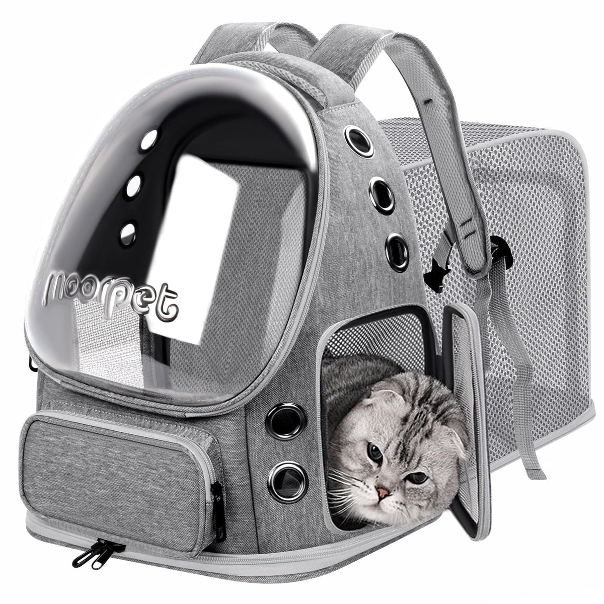 Breathable Cat Bubble Backpack Large Space Pet Carrier Backpack Expandable for Kitty Dog, Foldable Airline Approved Cat Backpack, Transparent PetTravel Backpack Up to 20 lbs (Green) (Grey) Q98557