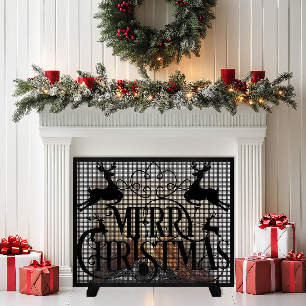 Christmas Fireplace Screen W855