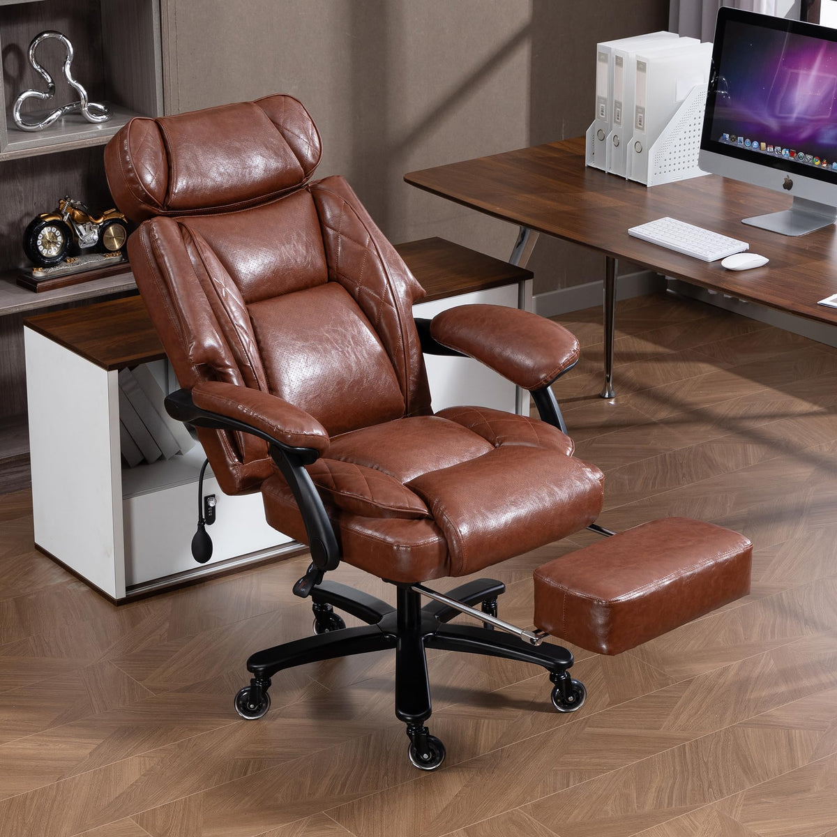 Big and Tall Executive Office Chair with Footrest, Brown S723824