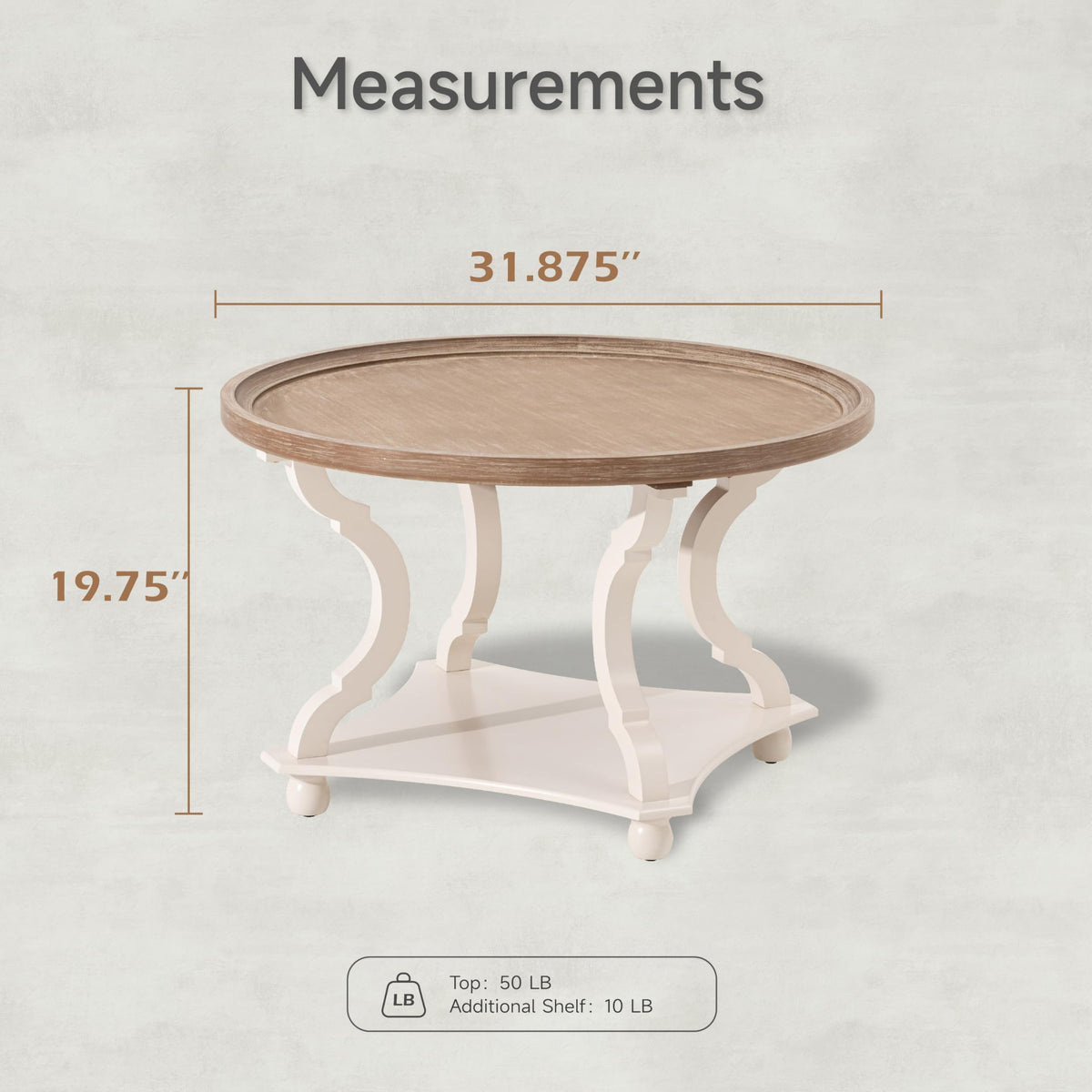Round White Coffee Table with Tray Top M744