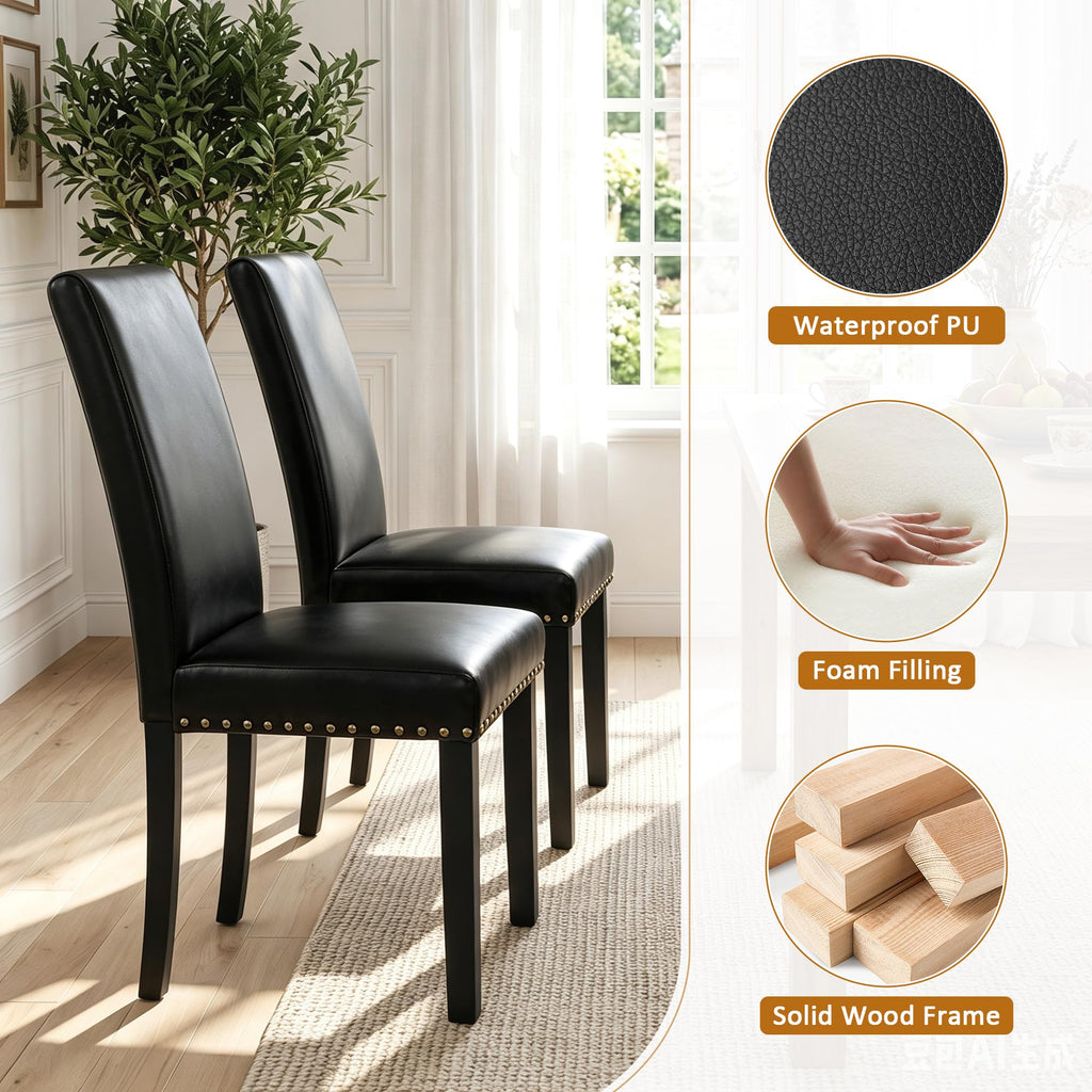 Black PU Leather Dining Chairs Set of 6 O294
