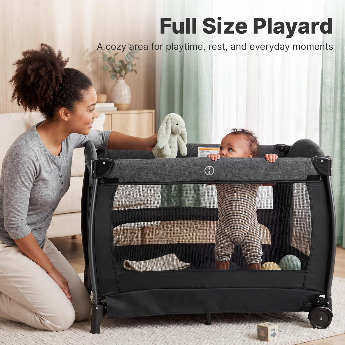 4-in-1 Pack and Play with Bassinet, Diaper Changer, Playpen M9425