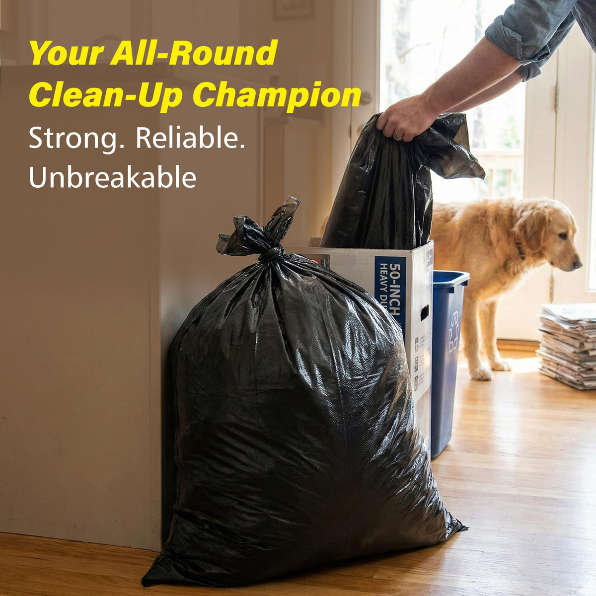 42 Gallon 3 Mil Black Heavy-Duty Trash Bags F59656