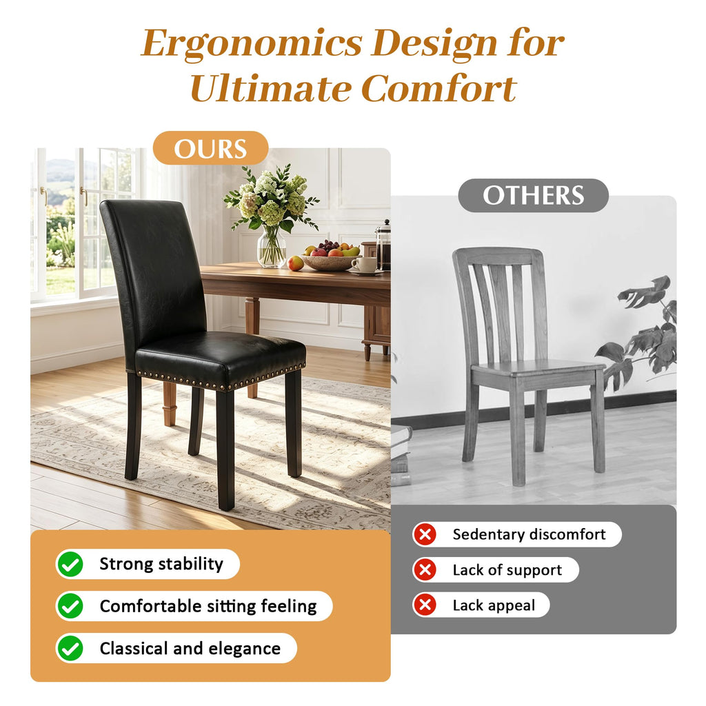 Black PU Leather Dining Chairs Set of 6 O294