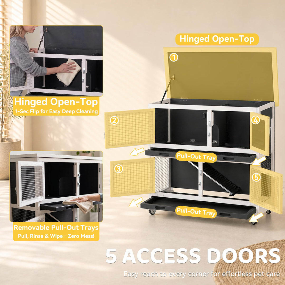 2-Story Indoor Rabbit Hutch with Wheels V3971