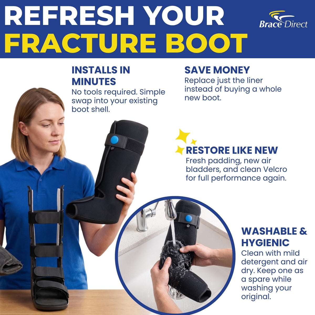 Tall Walking Boot Replacement Liner with Air Pump Bladder K6660