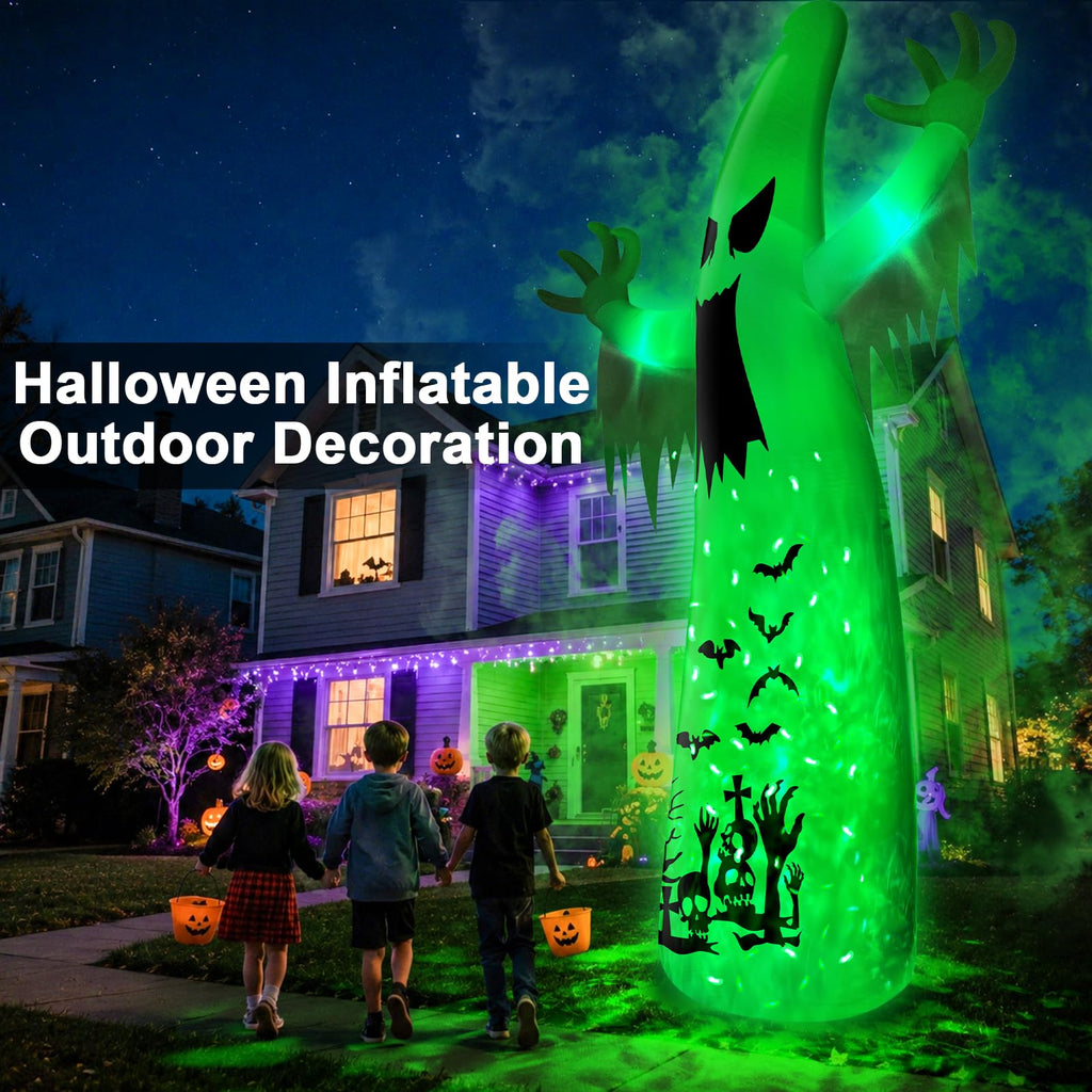 14 Ft Inflatable Ghost Outdoor Decoration with Flame Light Z96629